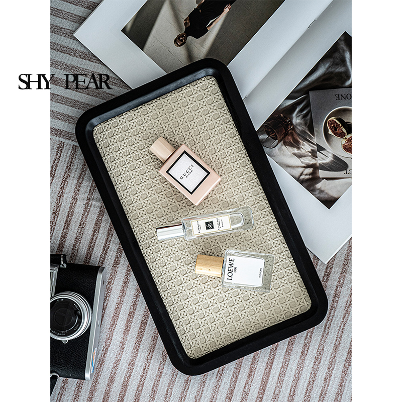 皮质托盘长方形法式收纳盘