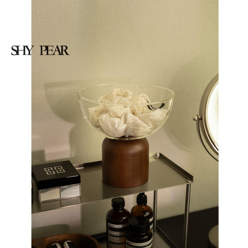 shypear透明玻璃高脚收纳盘