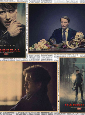 美剧汉尼拔Mads Mikkelsen复古牛皮纸海报麦叔装饰墙画壁画373