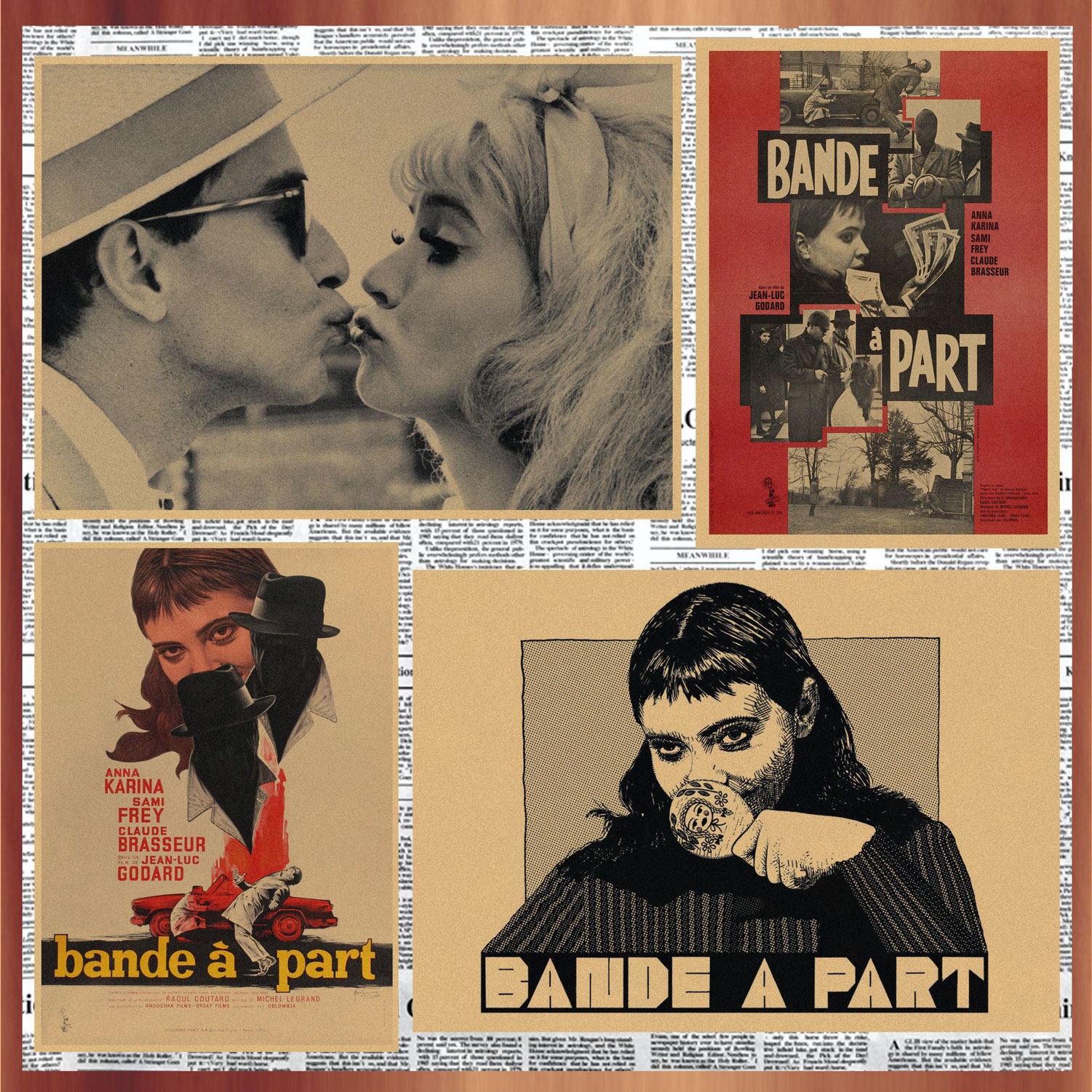 法外之徒 让吕克戈达尔复古牛皮纸电影海报酒吧咖啡厅装饰墙画283