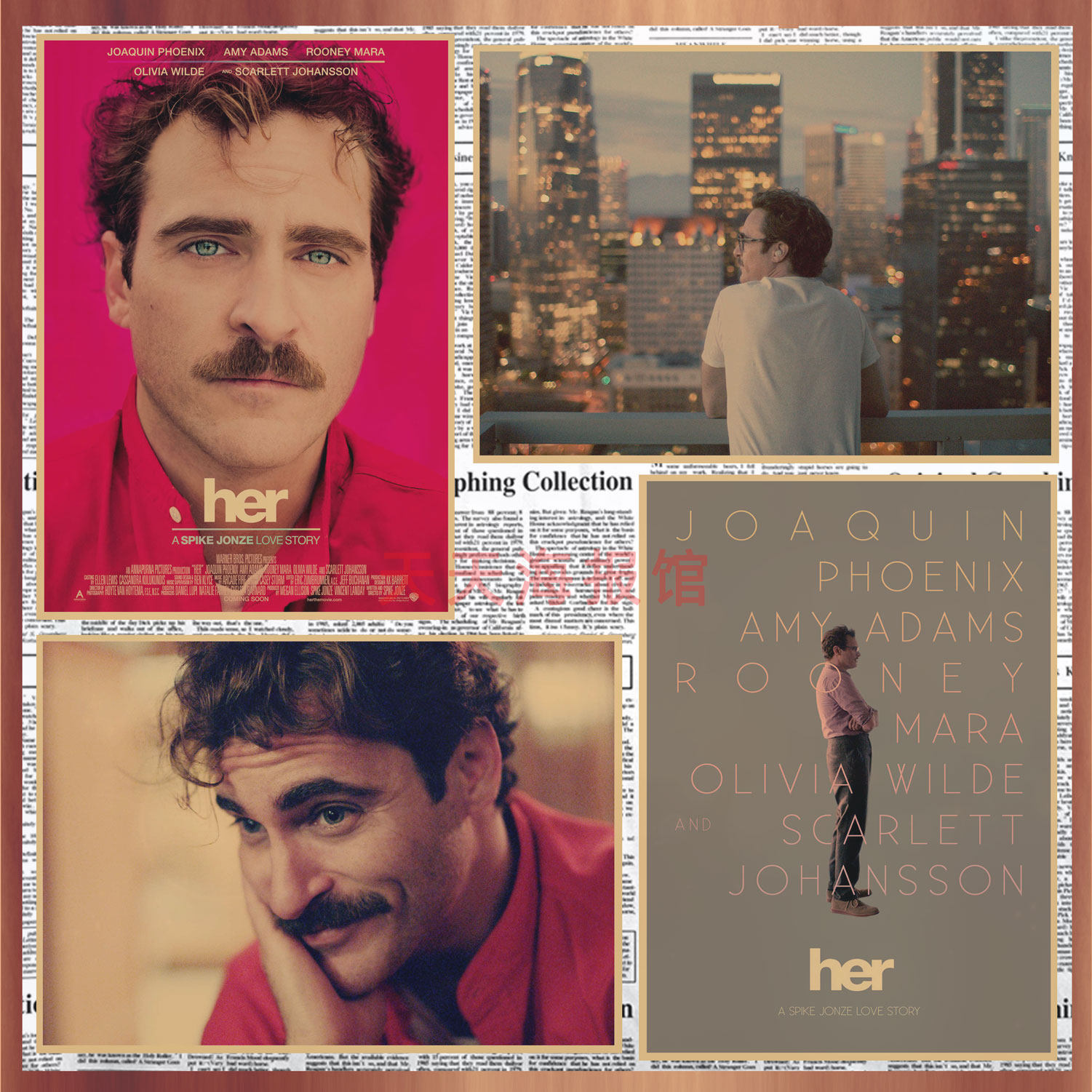 her 她 云端情人爱情电影海报 酒吧咖啡厅复古牛皮纸装饰墙画642