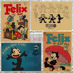 菲利克斯猫 Felix the Ca 菲力猫动漫海报 复古牛皮纸装饰墙画603