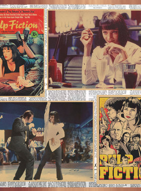 低俗小说电影海报 pulp fiction复古牛皮纸 酒吧装饰墙画343