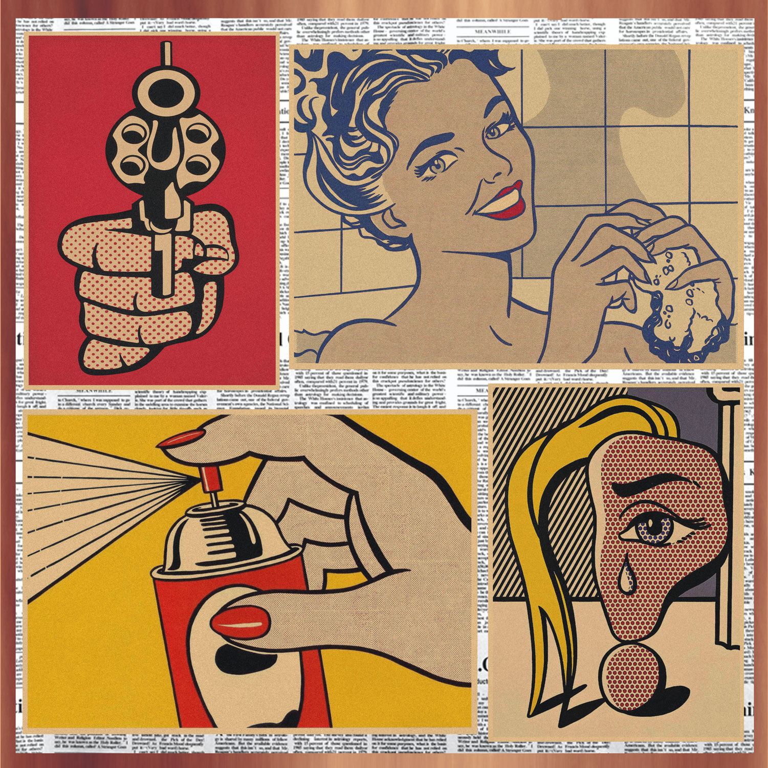 roy lichtenstein波普艺术复古牛皮纸海报酒吧咖啡厅装饰墙画357