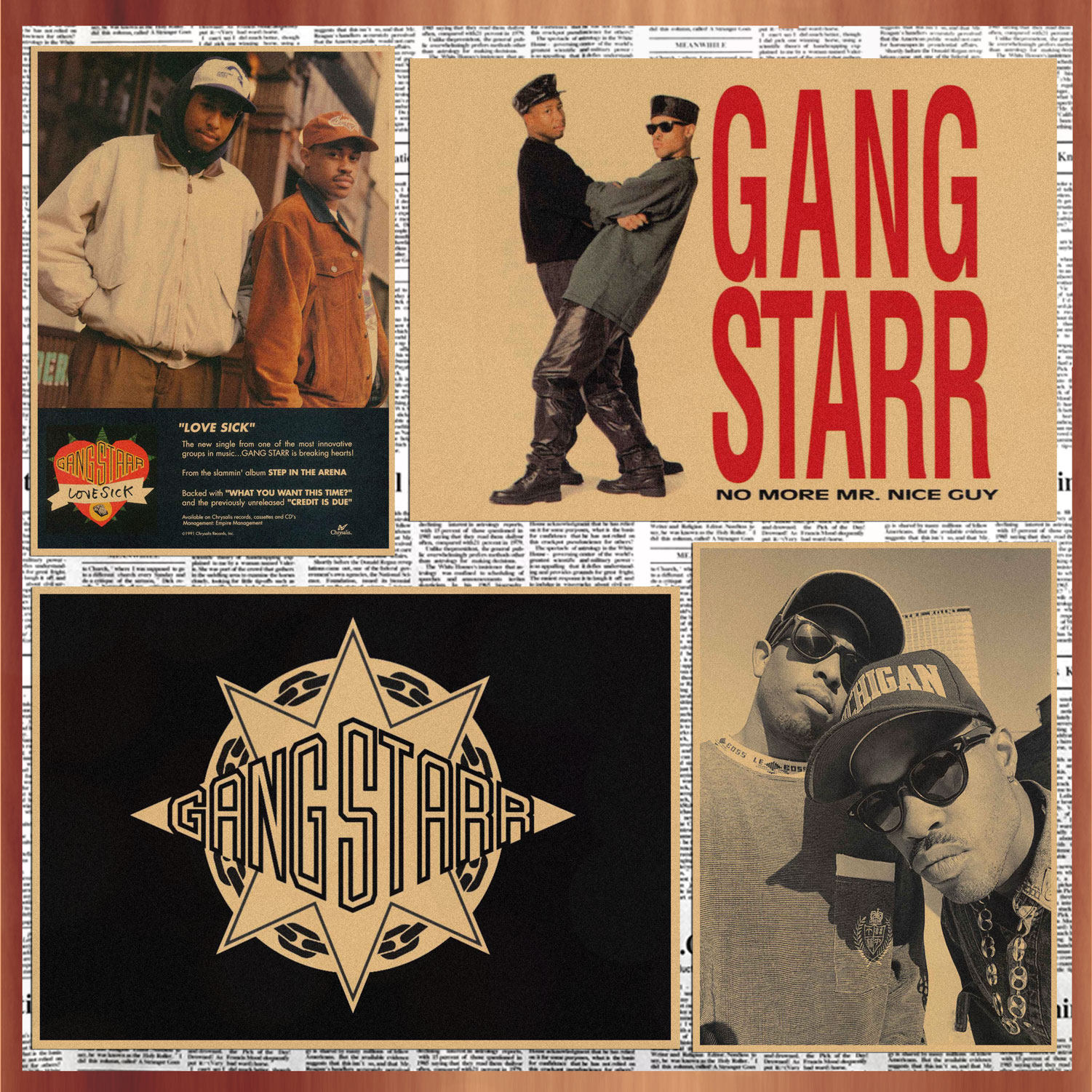 说唱嘻哈组合gang starr复古牛皮纸海报酒吧咖啡厅装饰墙画198