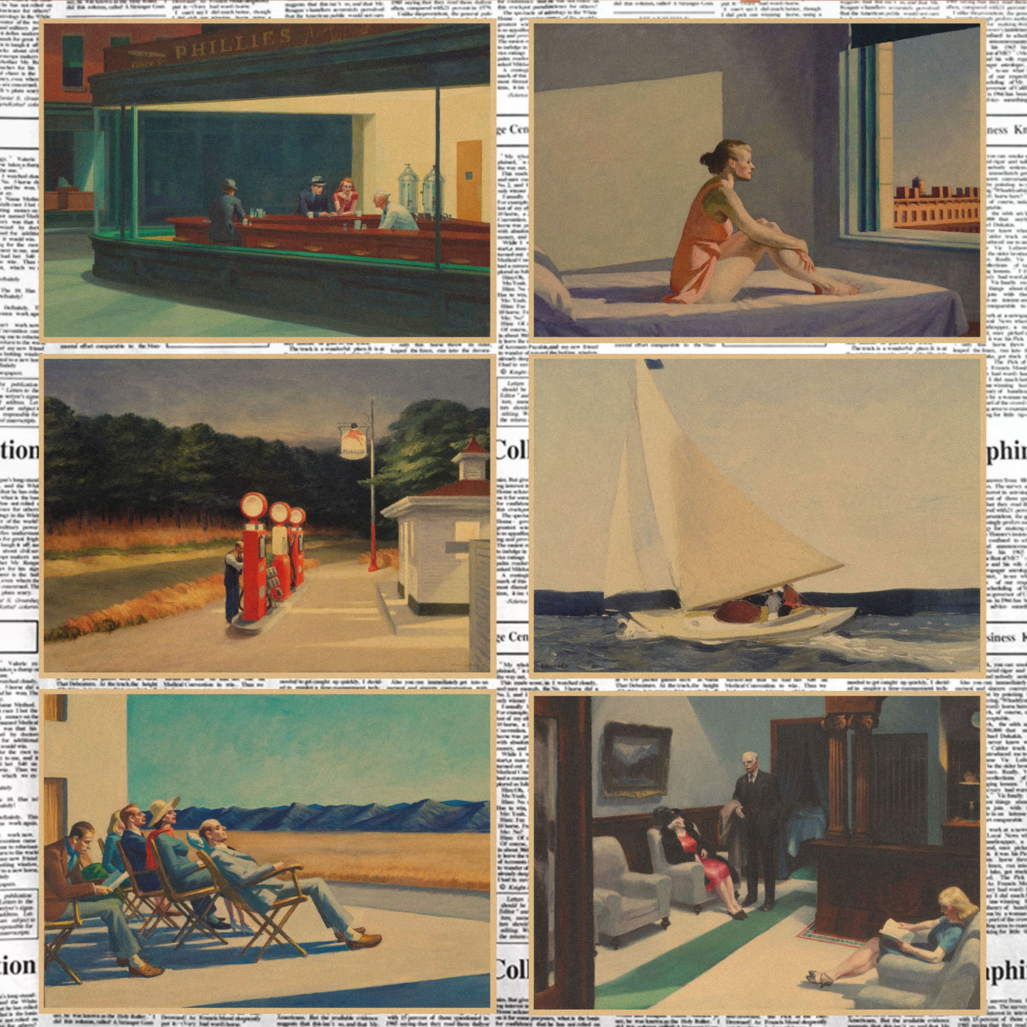 Edward Hopper爱德华霍普风景名画海报复古牛皮纸装饰墙画壁画354
