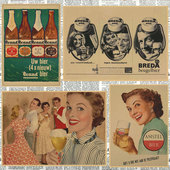 酒吧咖啡厅创意海报 饰墙画壁画431 啤酒饮料广告复古牛皮纸装