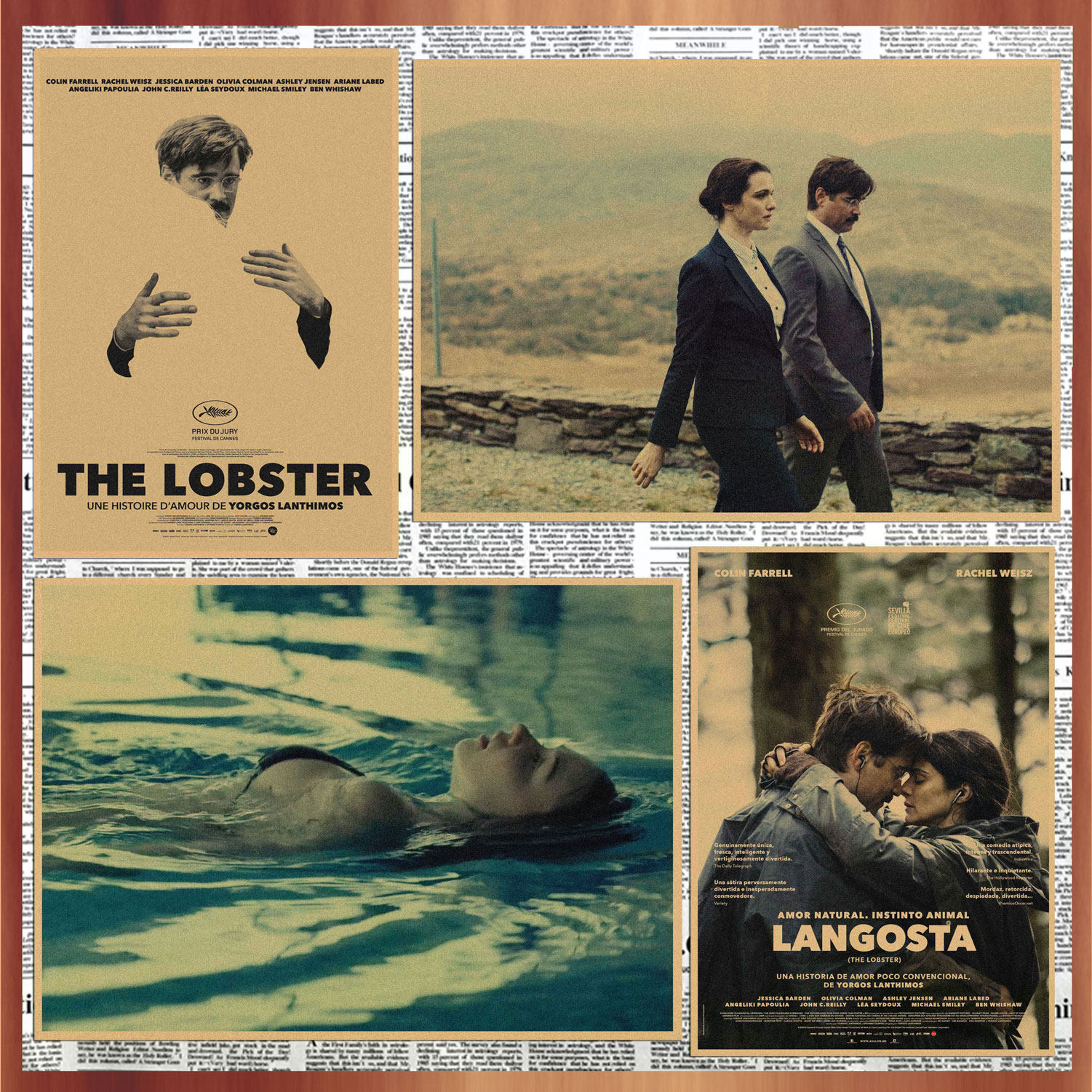 电影海报 龙虾 the lobster 复古牛皮纸装饰墙画壁画222