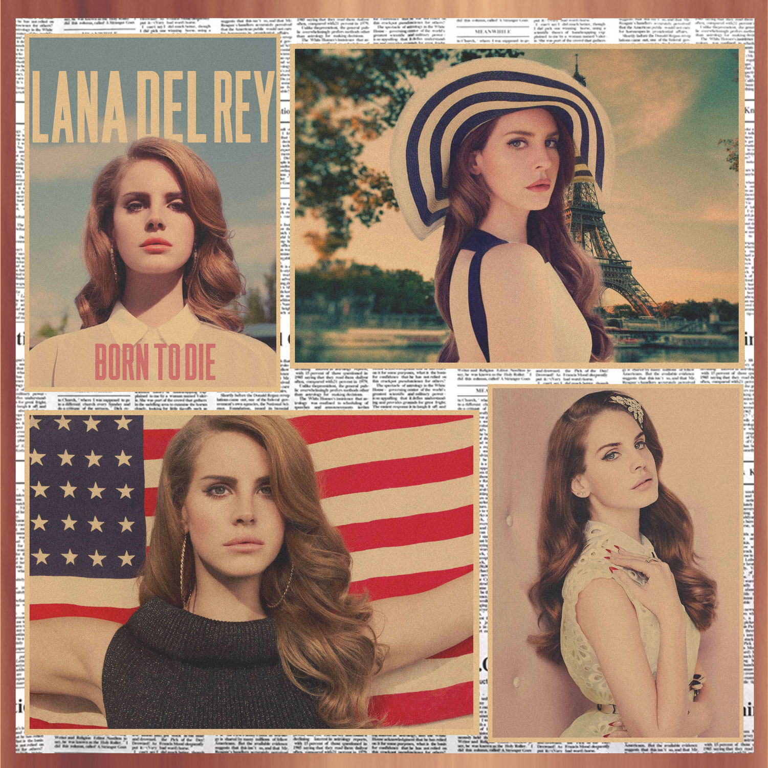 欧美音乐明星 lana del rey 拉娜德雷海报复古牛皮纸装饰墙画363
