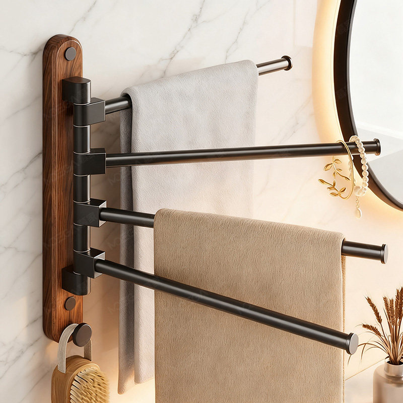 慕家胡桃木旋转毛巾杆免打孔卫生间置物架浴室毛巾杆厕所毛巾挂杆,家庭/个人清洁工具,毛巾挂/毛巾架,淘宝优惠券,粉丝福利购,淘宝优惠卷