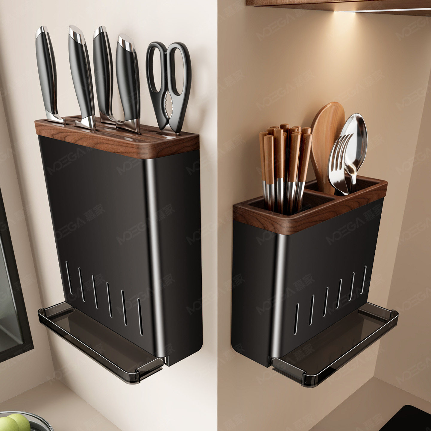 慕家刀架置物架厨房壁挂式菜刀架筷子筒多功能刀架一体刀具收纳架,厨房/烹饪用具,刀架,淘宝优惠券,粉丝福利购,淘宝优惠卷
