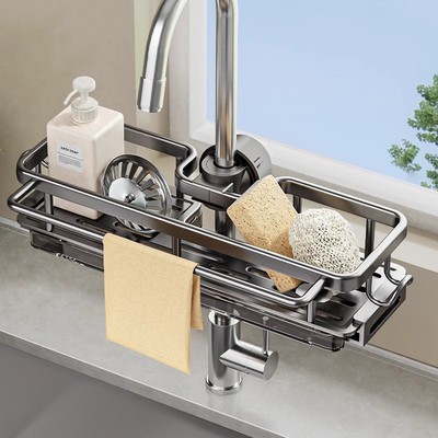 厨房水龙头置物架多功能洗碗池水槽架沥水篮海绵刷抹布收纳架神器