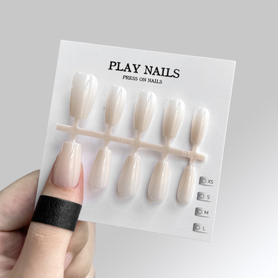 穿戴甲设计极简纯白色纯欲奶白豆浆白显白姐姐短梯甲单色美甲 L码