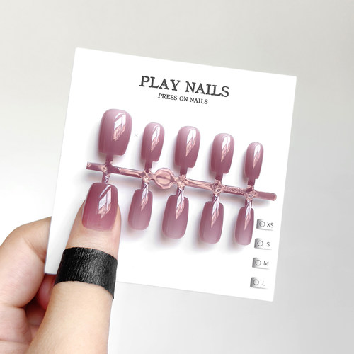 穿戴甲 三分钟美甲 高级亮片葡萄果冻甲油胶 温美显白短短梯美甲