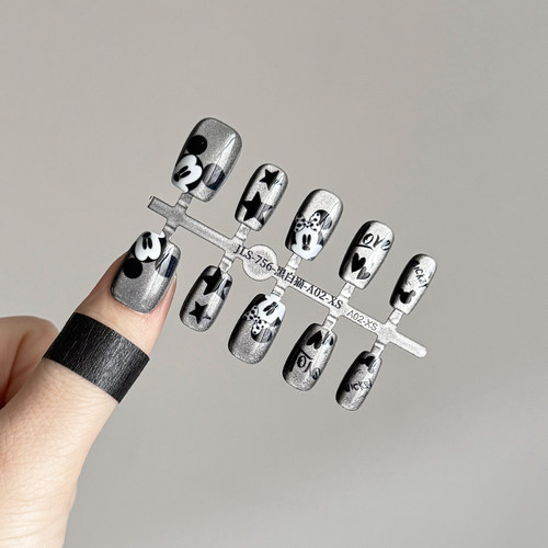 SSS穿戴甲 超短梯 美甲光疗甲手绘服帖不夹手 猫眼动画MIKY超可爱