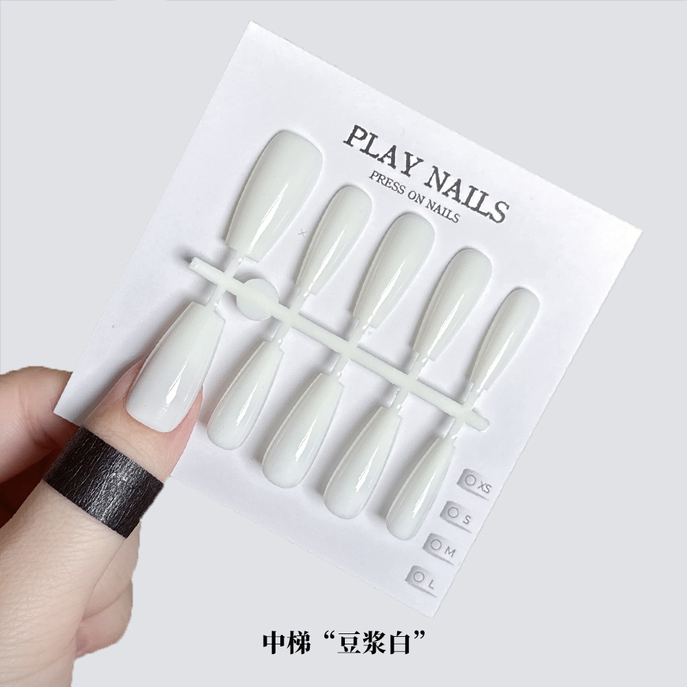 穿戴甲中梯 御女高品建构甲油胶指甲 豆浆青白美甲 日常百搭长甲