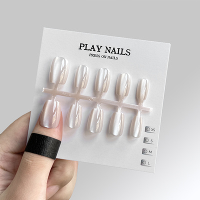 穿戴甲 超美显白美甲纯欲温柔美甲 超光亮猫眼颜色美爆 百搭肤色