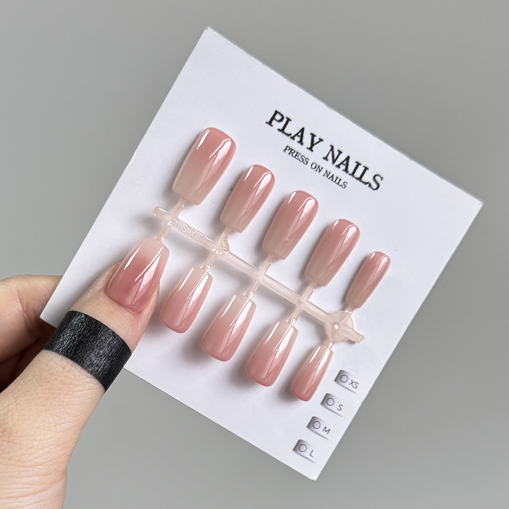 穿戴甲设计 甄嬛裸粉仙女色 纯欲高级美欲手喷光疗甲此度新中方形