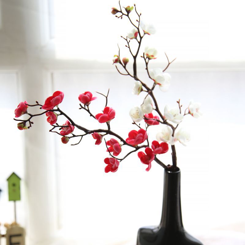 仿真梅花枝桃花树假花绢花装饰花居家客厅电视柜摆设花艺包邮