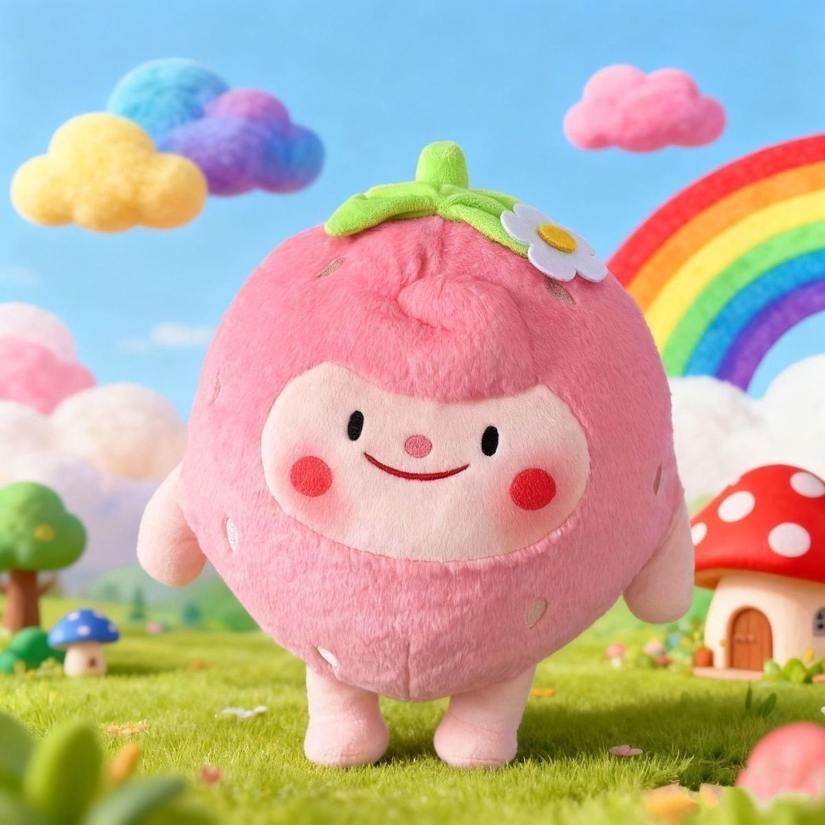 草莓东东羊娃娃睡抱枕女生日礼物