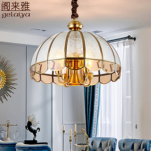 美式餐厅吊灯现代简约书房灯 欧式入户门厅走廊玄关灯创意全铜灯