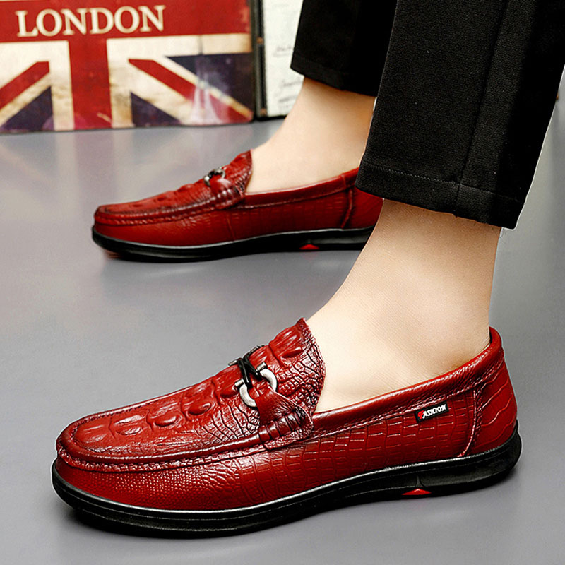 新款春秋豆豆鞋男真皮头层牛皮