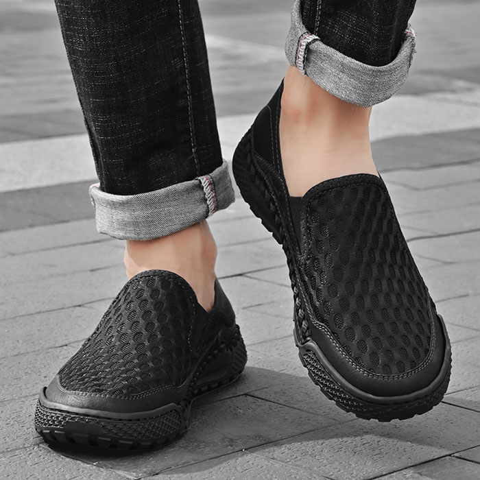 夏季懒人鞋新款网布鞋男士休闲鞋透气沙滩鞋夏天一脚蹬网面鞋凉鞋