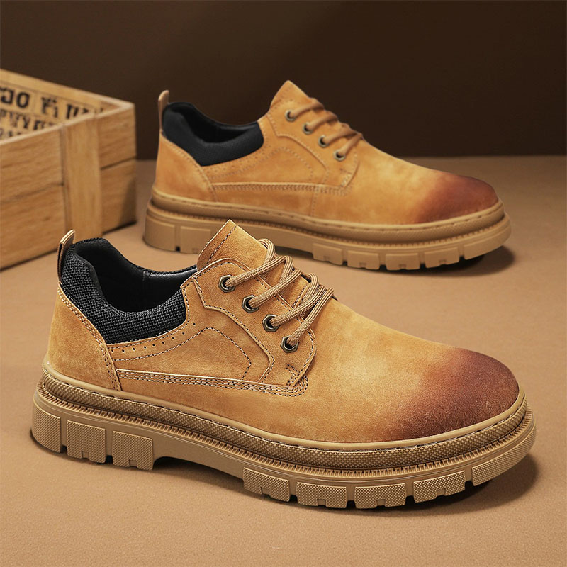 新款马丁鞋男秋季英伦真皮男鞋低帮休闲大头皮鞋复古磨砂皮工装靴