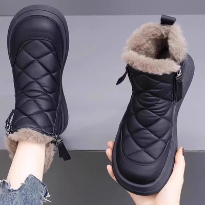 断码品牌鞋真皮厚底雪地靴女款冬季平底防滑短靴加绒加厚保暖棉靴