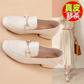 清仓真皮粗跟单鞋 英伦风小皮鞋 女2025年新款 乐福鞋 春秋季 品牌断码