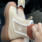 CONVERSE A09257C 反毛皮牛皮革一脚蹬加绒切尔西靴 匡威 allstar