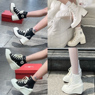 Converse匡威男女同款增高厚底复古黑白坡跟帆布鞋A06478cA06479c