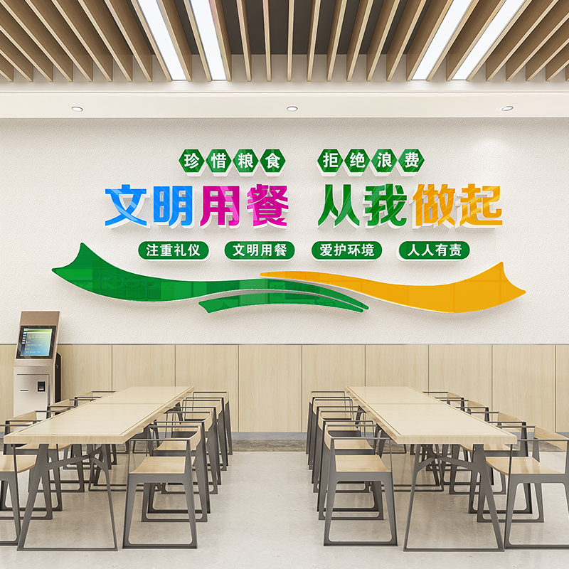 文明用餐从我做起食堂文化墙布置校园机关单位节约粮食口号标语字