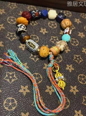 天珠坨骨多宝单圈手链天珠青金菩提桃木檀木金刚坨骨大黑天组成T