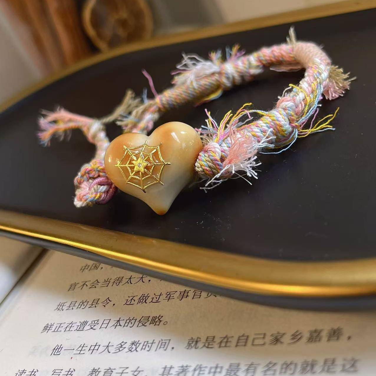 原创设计象牙果嵌标爱心手绳手链文玩时尚饰品佛珠手串礼物T2617