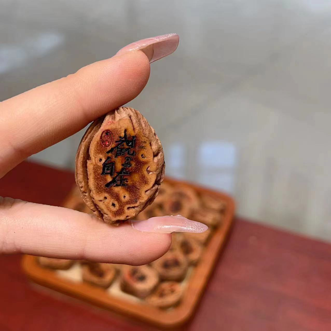 核桃雕刻平安喜乐上上签长安宁观自在diy文玩手工diy文玩时尚配饰