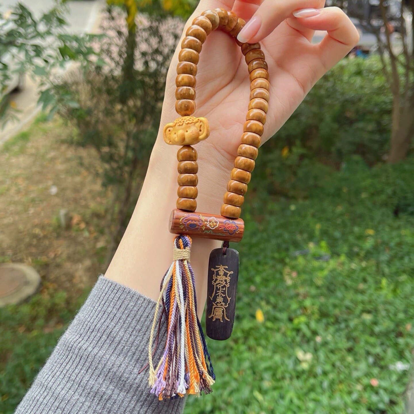 紫金鼠金饭碗手持搭配檀木象彩绘猪鼻孔驴蹄文玩手串手链配饰挂件