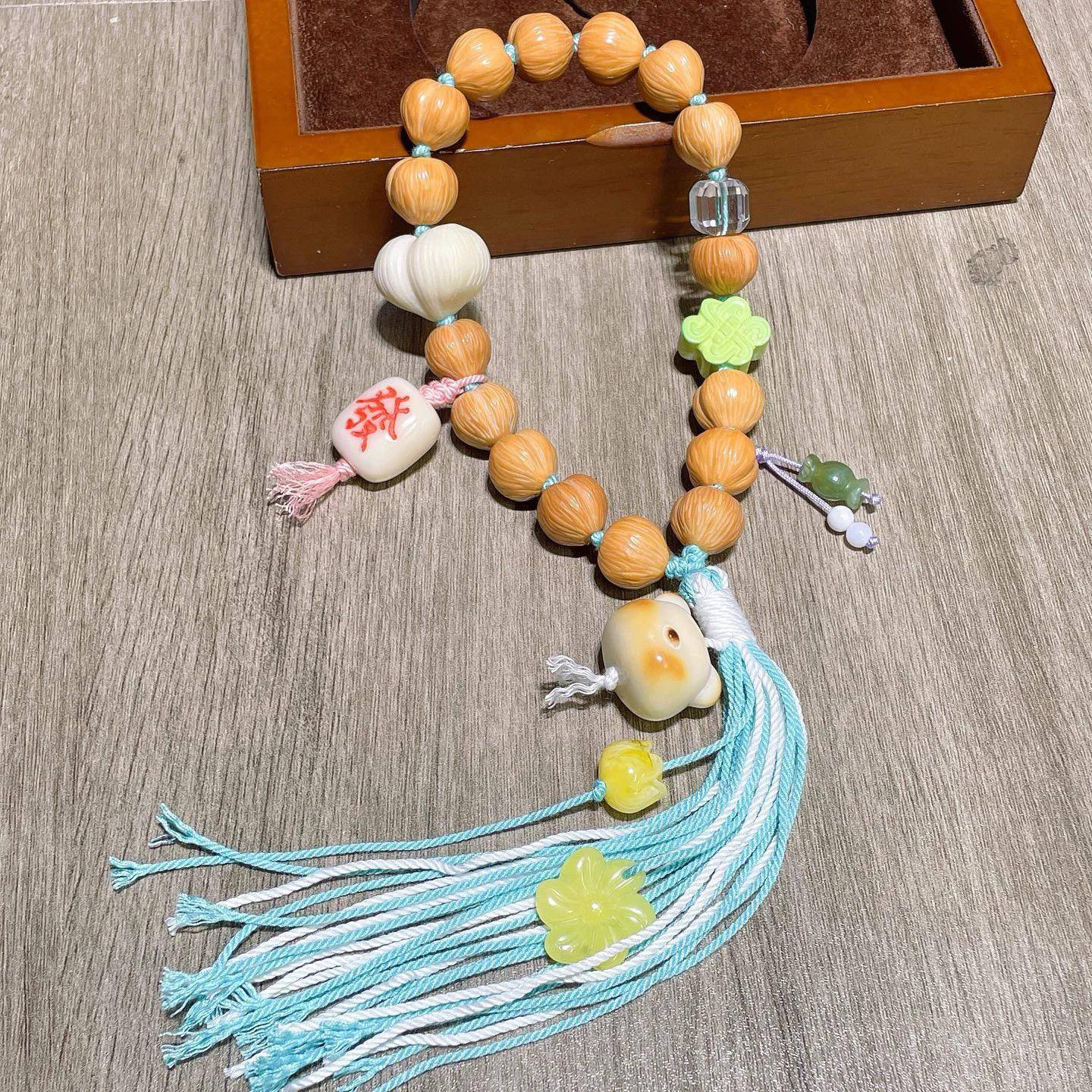 原创设计猴头拉丝爱心多宝手串文玩手持盘完佛珠念珠单圈手链饰品