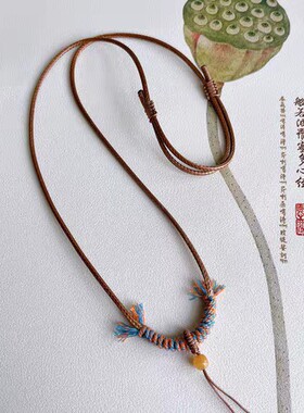 蜡皮绳diy项链编织手工唐卡吊坠毛衣链民族风挂绳百搭唐卡壳