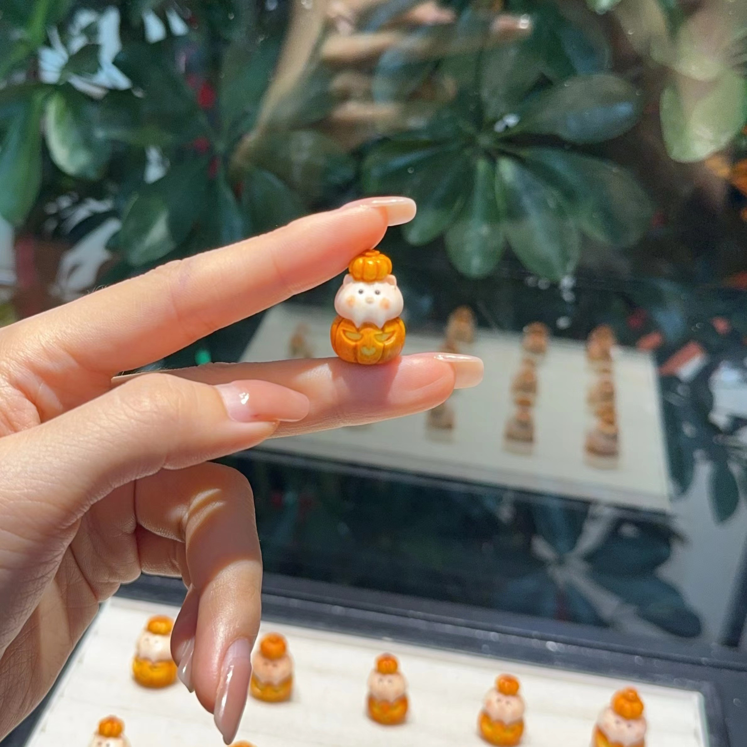 根付鹿角南瓜猪配件上下通孔吊坠手工diy文玩时尚配饰穿佛珠手串