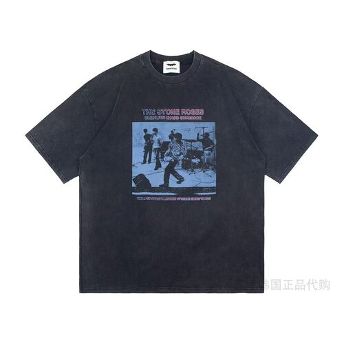 韩国vampire weekend代购 夏男纯棉短袖字母复古水洗图案时尚T恤