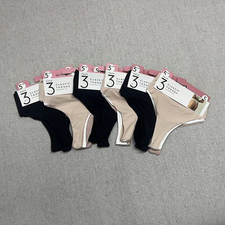 欧美外贸单女士无痕纯色组合装T裤性感低腰丁字裤3件一卡短裤