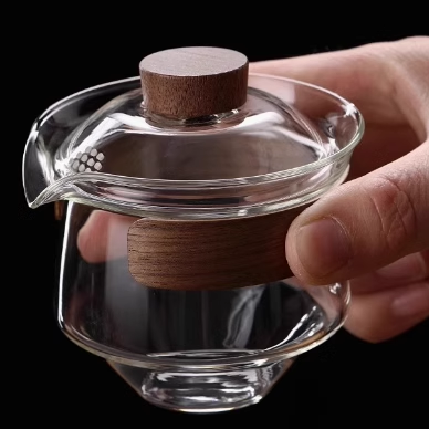 耐热玻璃盖碗茶杯家用日式创意单个不烫手泡茶碗带盖过滤手抓茶壶