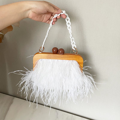 New Handbags Women Feather Purses Party Clutch Evening Bags