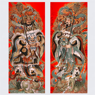 云中工作室第六版画组门神神荼郁垒磁吸式雕仙作品镇宅驱邪避凶