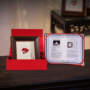 帛绣郎纯手工广绣荔枝木棉福禄寿喜发单面绣刺绣摆件粤绣特色礼品