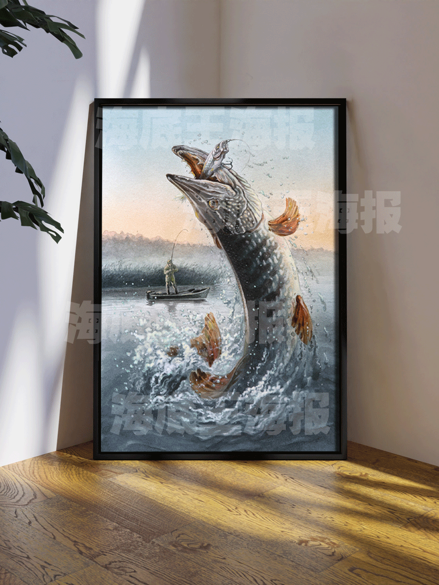 레트로 인 매달려 그림 유럽 스타일의 간단한 입구 거실 장식 그림 낚시 포스터 맞춤형 낚시 스티커 2