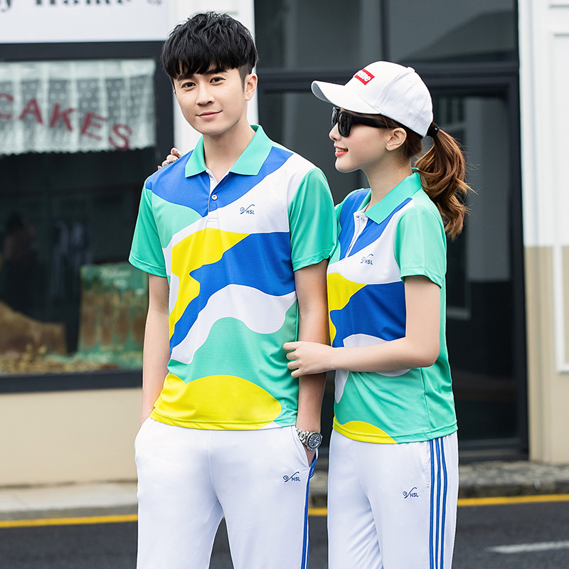 佳木斯运动套装男女短袖南韩丝广场舞团体服装夏运动长裤宽松速干