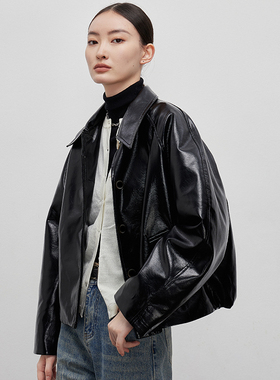 VIVIDINI PU皮羽绒服 PU皮短裤