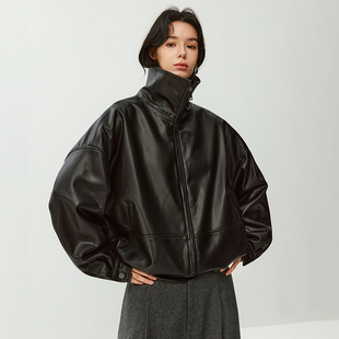 VIVIDINI 休闲女士百搭单皮皮衣